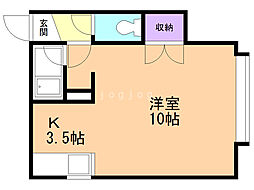 コート澄川B 1Kの間取図画像