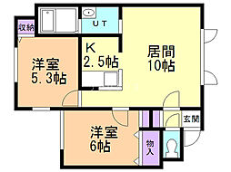 ルミエールグリーンコート 2LDKの間取図画像