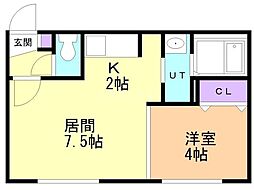 メトロ南平岸駅前 4階1LDKの間取り