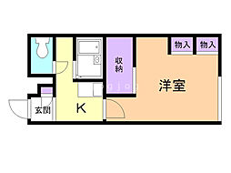 レオパレスジョルダン 2階1Kの間取り
