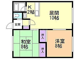 シティーハウス15 2階2LDKの間取り