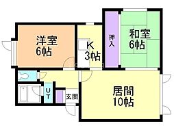 サンヒルズ真栄 2LDKの間取図画像