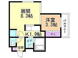 クリムゾン学園前 4階1LDKの間取り