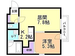 ローヤルハイツ月寒西 1LDKの間取図画像
