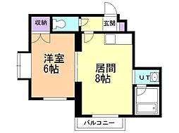 グランドール平岸512 1LDKの間取図画像