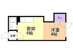 メゾンドアルファ 2階1DKの間取り