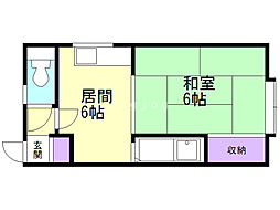 スクエアハイツ 1DKの間取図画像