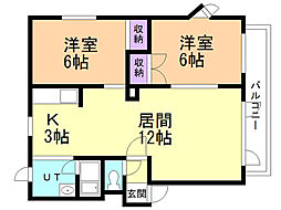アパートメントユース3 2LDKの間取図画像