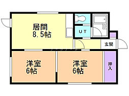 広和ハイツNo.7 2LDKの間取図画像