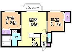 ファミリーコート福住14 2LDKの間取図画像