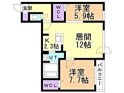 間取図画像 2LDK