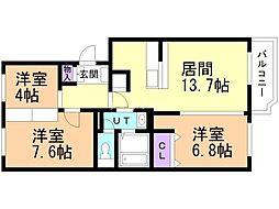 ジョグリスタ北広島 3LDKの間取図画像