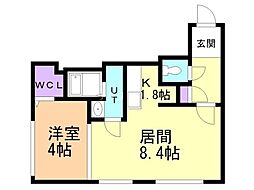 S-FORT月寒 1LDKの間取図画像