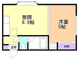 ペアシティ美園 1DKの間取図画像