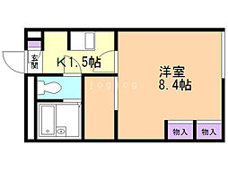 レオパレス平岸高台 1Kの間取図画像