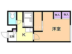 レオパレス花 1Kの間取図画像