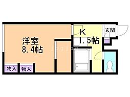 レオパレスアベニュー 1Kの間取図画像