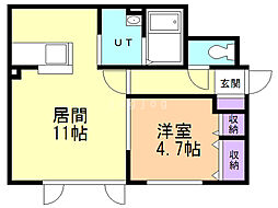 ハイステージ学園前 1LDKの間取図画像