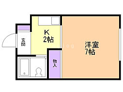 プレザント中村 1Kの間取図画像