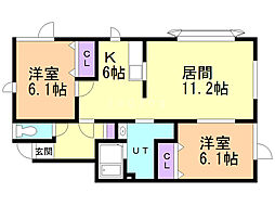 アネシス石山 2LDKの間取図画像
