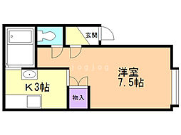 サンセールふじの3 1Kの間取図画像