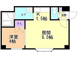 ルミエール澄川 1LDKの間取図画像