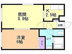 グランメール月寒東 1LDKの間取図画像