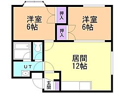 レジデンス月寒 2LDKの間取図画像