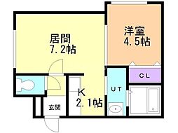 SORAライブマーケット平岸 1LDKの間取図画像