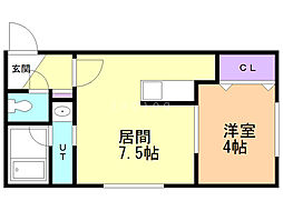 フォーマルハウト澄川 1DKの間取図画像
