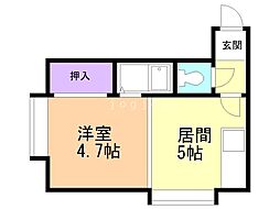 第10森宅建マンション 1DKの間取図画像