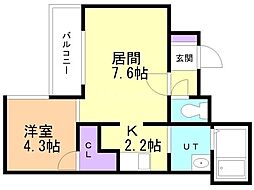 トロワメゾン 1LDKの間取図画像