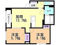 TIERRA HIRAGISHI(ティエラ平岸) 2LDKの間取図画像