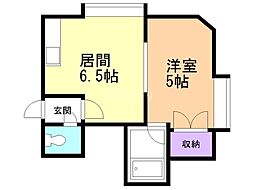 第1ハイツフラワー 1DKの間取図画像