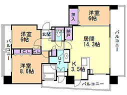 ロジェ・ビアンカ福住 3LDKの間取図画像