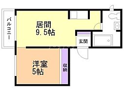 ビアン平岸 1LDKの間取図画像