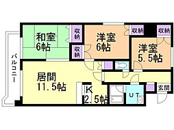 ロイヤルレインボー平岸B 3LDKの間取図画像