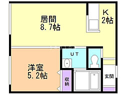 アルシオーネ北野 1LDKの間取図画像