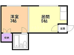 ホワイトハウス 1DKの間取図画像
