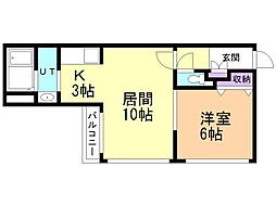クラリス豊平5 1LDKの間取図画像