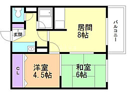 タウンハウス平岸 2DKの間取図画像