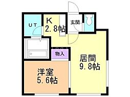 ゴールドメゾン美園66 1LDKの間取図画像