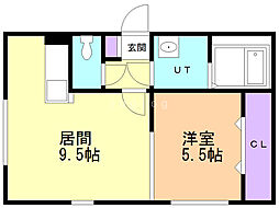 エスカイヤ幸町 1LDKの間取図画像