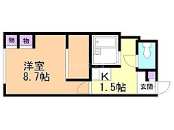 レオパレス月寒ベストフラット 1Kの間取図画像