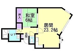 西岡サンマウンテンシャトー29 1LDKの間取図画像