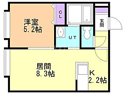レユシール七番館 1LDKの間取図画像