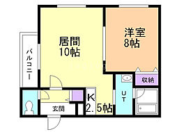 ラージヒル美園 1LDKの間取図画像