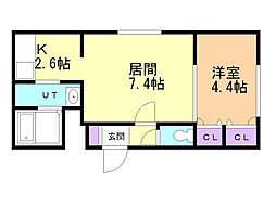 レジデンス学園前 1LDKの間取図画像