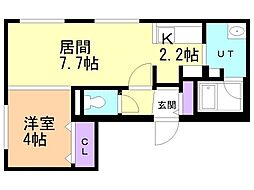 hazel 1LDKの間取図画像