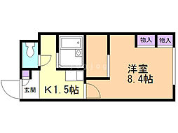 レオパレスコラソン2 1Kの間取図画像